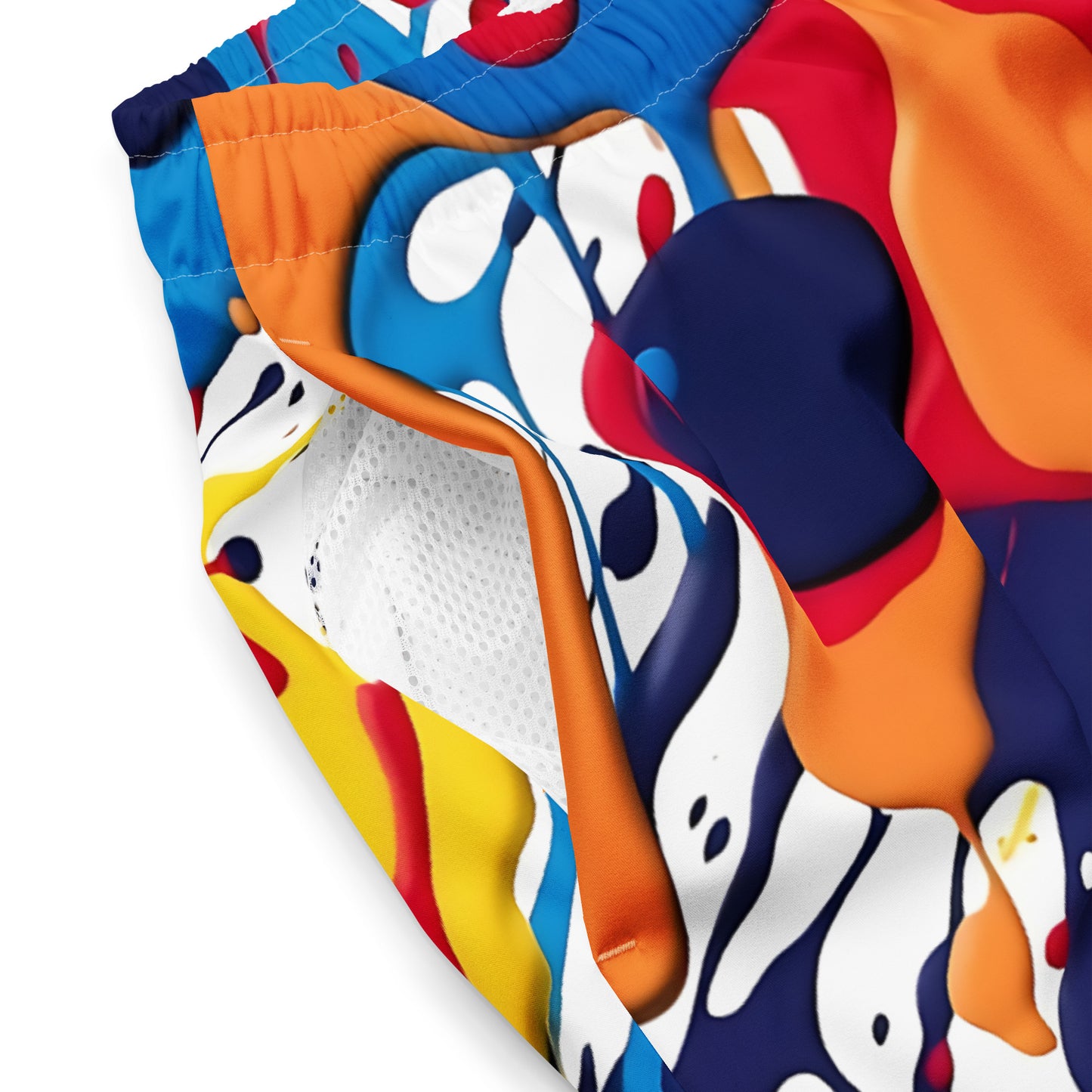 -Paint Splashes Graffiti Swim Shorts from B.Different Clothing, mesh pocket, graffiti-inspired streetwear