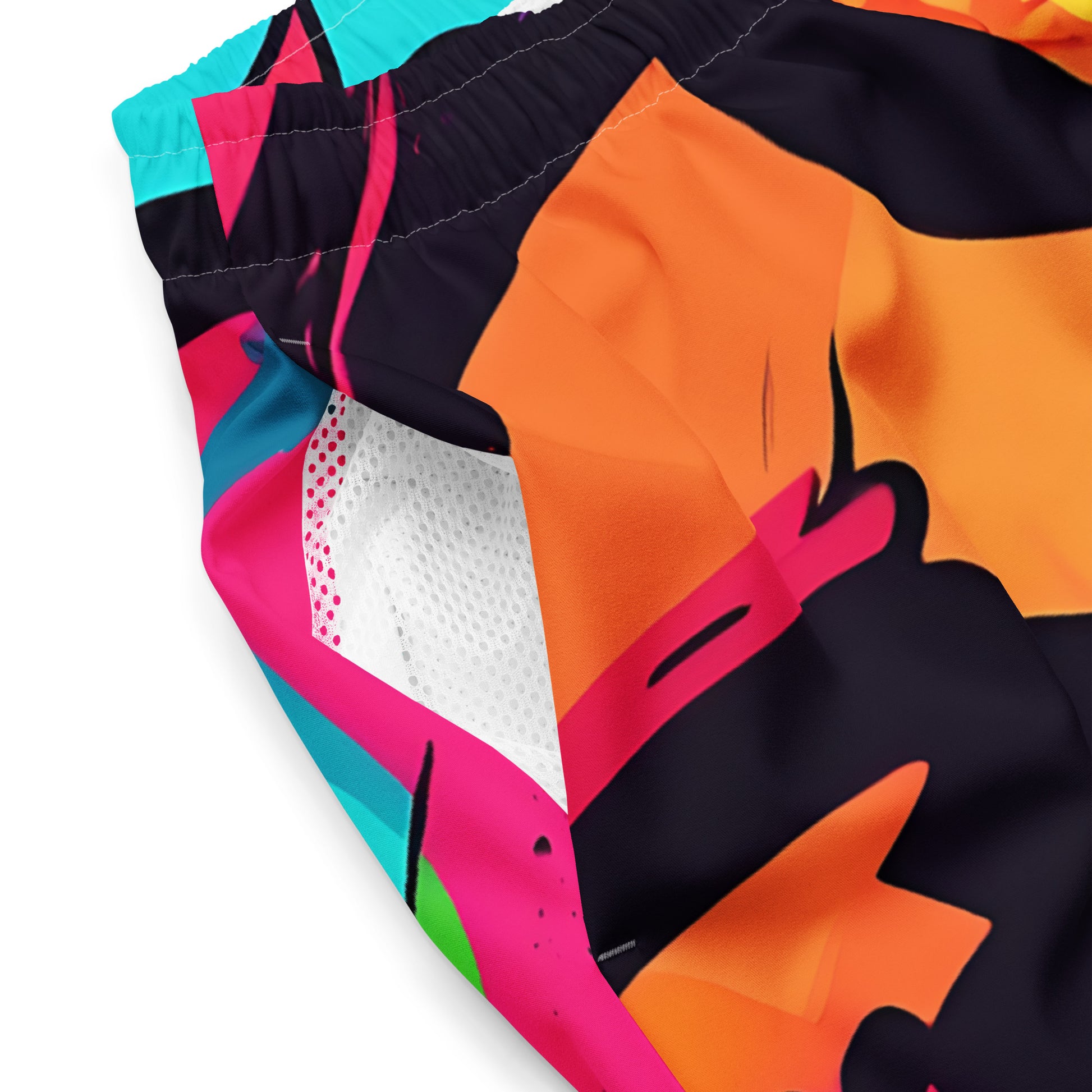-Paint Blend Graffiti Swim Shorts from B.Different Clothing, mesh pocket, graffiti-inspired streetwear