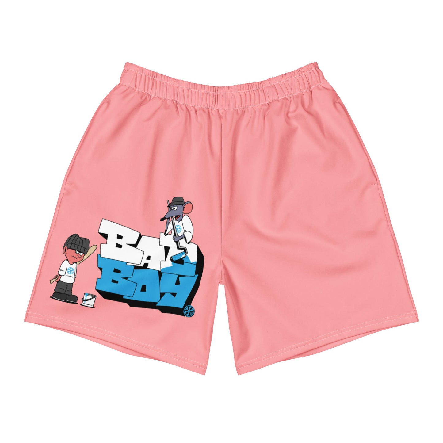 Pink-Bad Boy Graffiti Shorts from B.Different Clothing, front view, graffiti-inspired streetwear