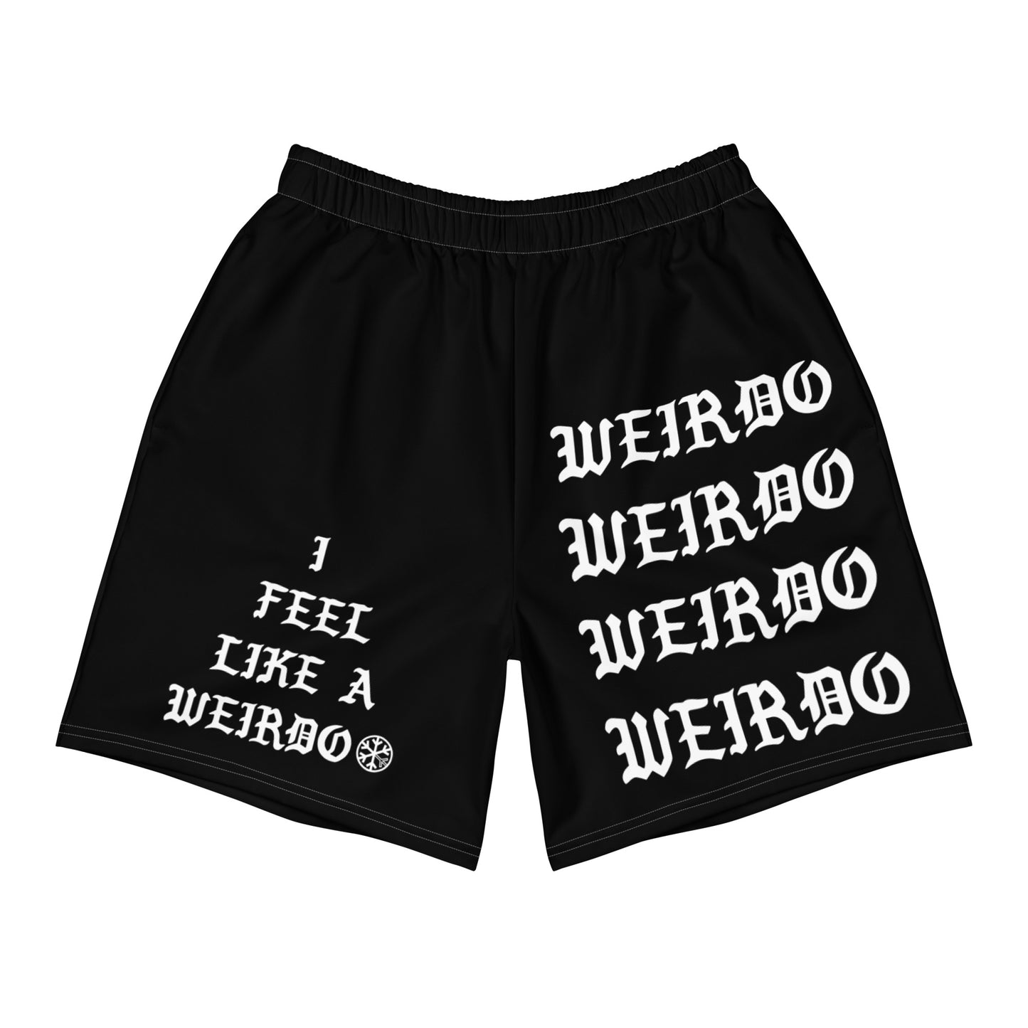 Black-I Feel Like a Weirdo Shorts from B.Different Clothing, front view, graffiti-inspired streetwear
