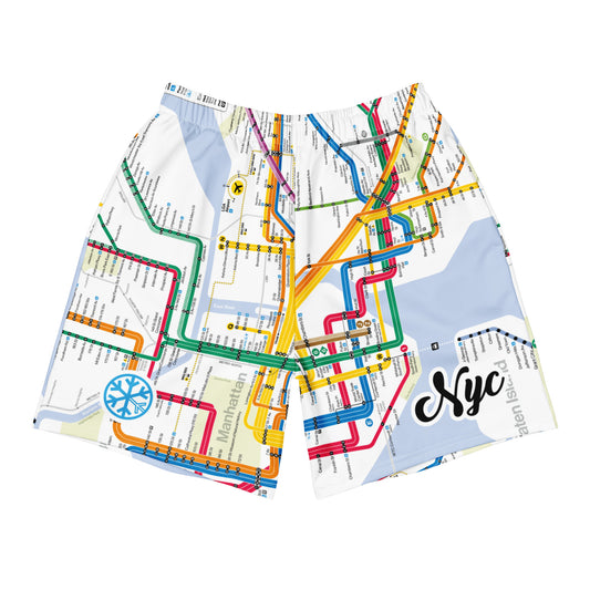 NYC-Subway Map Graffiti Shorts from B.Different Clothing, front view, graffiti-inspired streetwear
