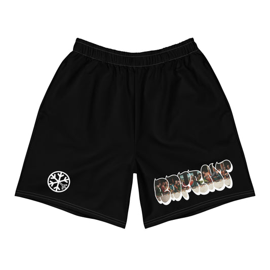 Black-BDFRNT Throwie x Last Supper Graffiti Shorts from B.Different Clothing, front view, graffiti-inspired streetwear