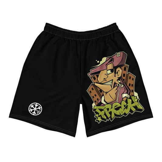 Black-Fresh Graffiti Character Shorts from B.Different Clothing, front view, graffiti-inspired streetwear