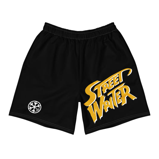 Black-Street Writer Graffiti Shorts from B.Different Clothing, front view, graffiti-inspired streetwear
