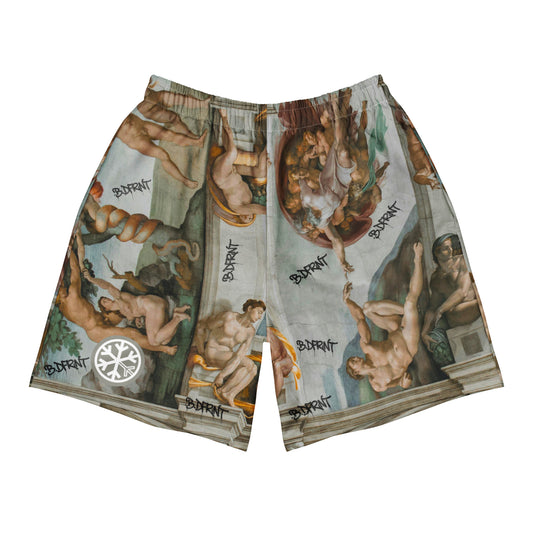 Sistine Chapel-Graffiti Shorts from B.Different Clothing, front view, graffiti-inspired streetwear