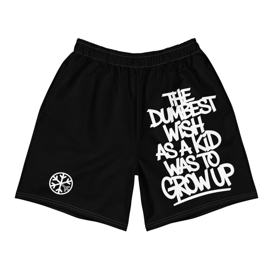 Black-The Dumbest Wish Graffiti Tag Shorts from B.Different Clothing, front view, graffiti-inspired streetwear