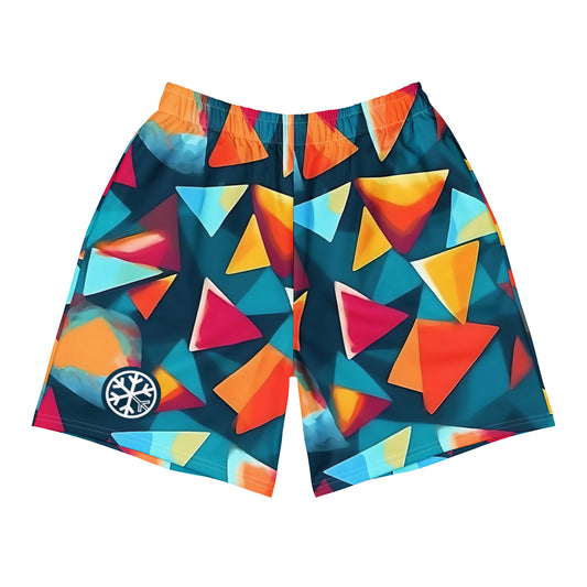 -Pyramid Shorts from B.Different Clothing, front view, graffiti-inspired streetwear