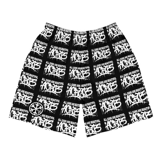 Black-ACAB Graffiti Tag Shorts from B.Different Clothing, front view, graffiti-inspired streetwear