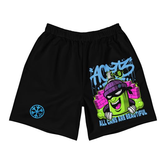 Black-ACAB Graffiti Character Shorts from B.Different Clothing, front view, graffiti-inspired streetwear