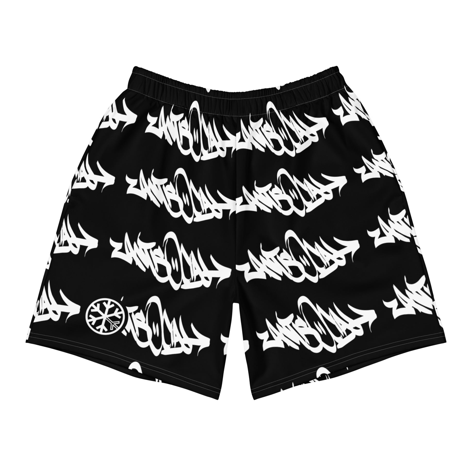 Black-Antisocial Graffiti Tag Shorts from B.Different Clothing, front view, graffiti-inspired streetwear