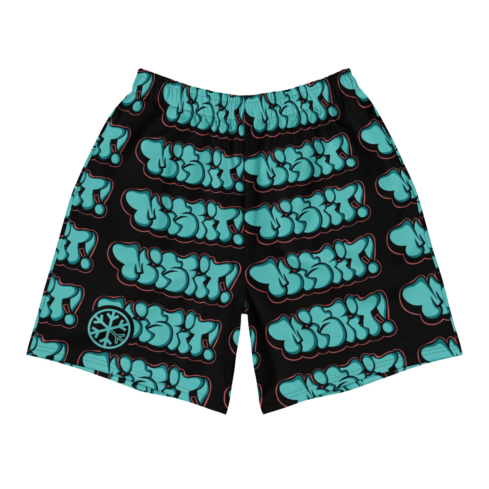 Black-Misfit Graffiti Throwie Shorts from B.Different Clothing, front view, graffiti-inspired streetwear