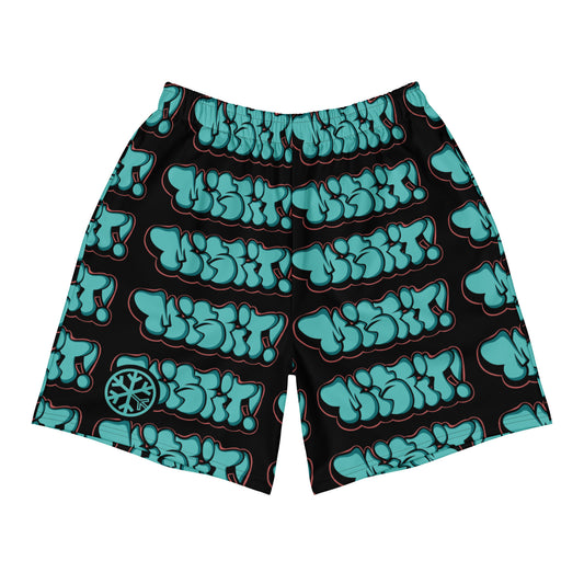 Black-Misfit Graffiti Throwie Shorts from B.Different Clothing, front view, graffiti-inspired streetwear