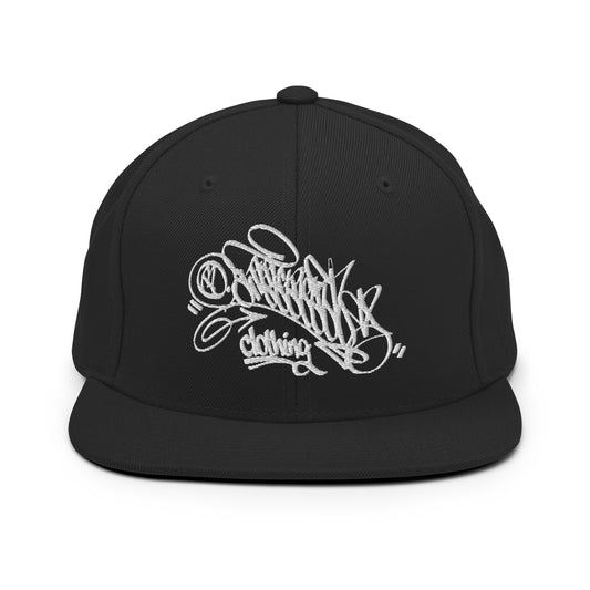 Black-Graffiti Dad Collab Snapback Hat from B.Different Clothing, front view, graffiti-inspired streetwear