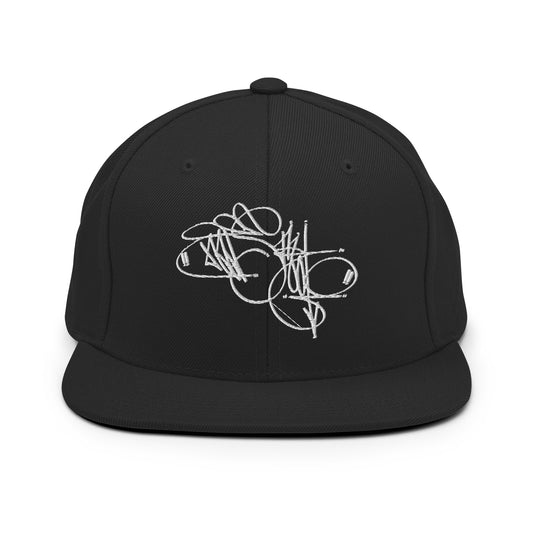 Black-Misfit Tag Snapback Hat by Graffiti Dad from B.Different Clothing, front view, graffiti-inspired streetwear