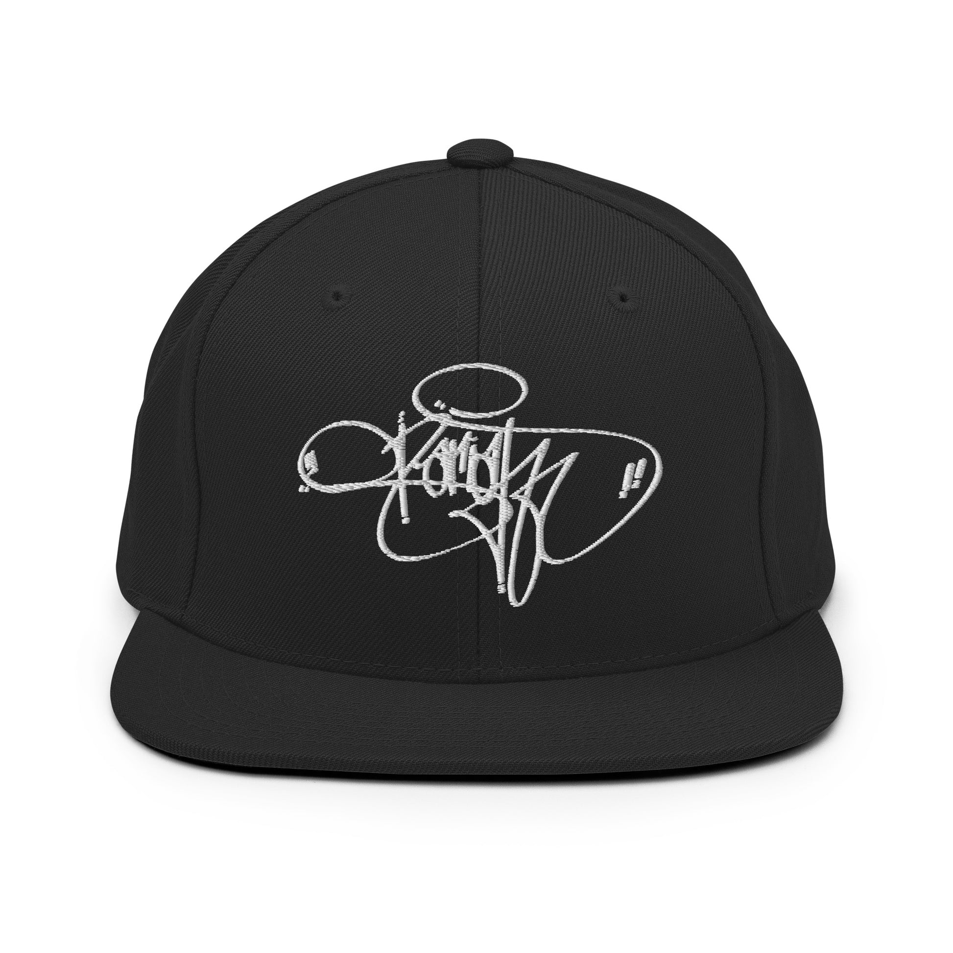 Black-Pariah Tag Snapback Hat by Graffiti Dad from B.Different Clothing, front view, graffiti-inspired streetwear