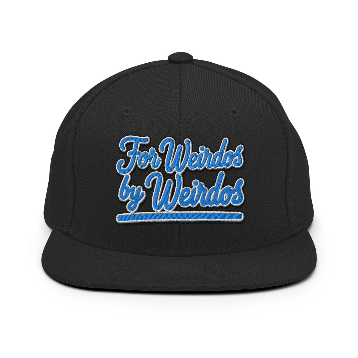 Black-For Weirdos by Weirdos Snapback Hat from B.Different Clothing, front view, graffiti-inspired streetwear