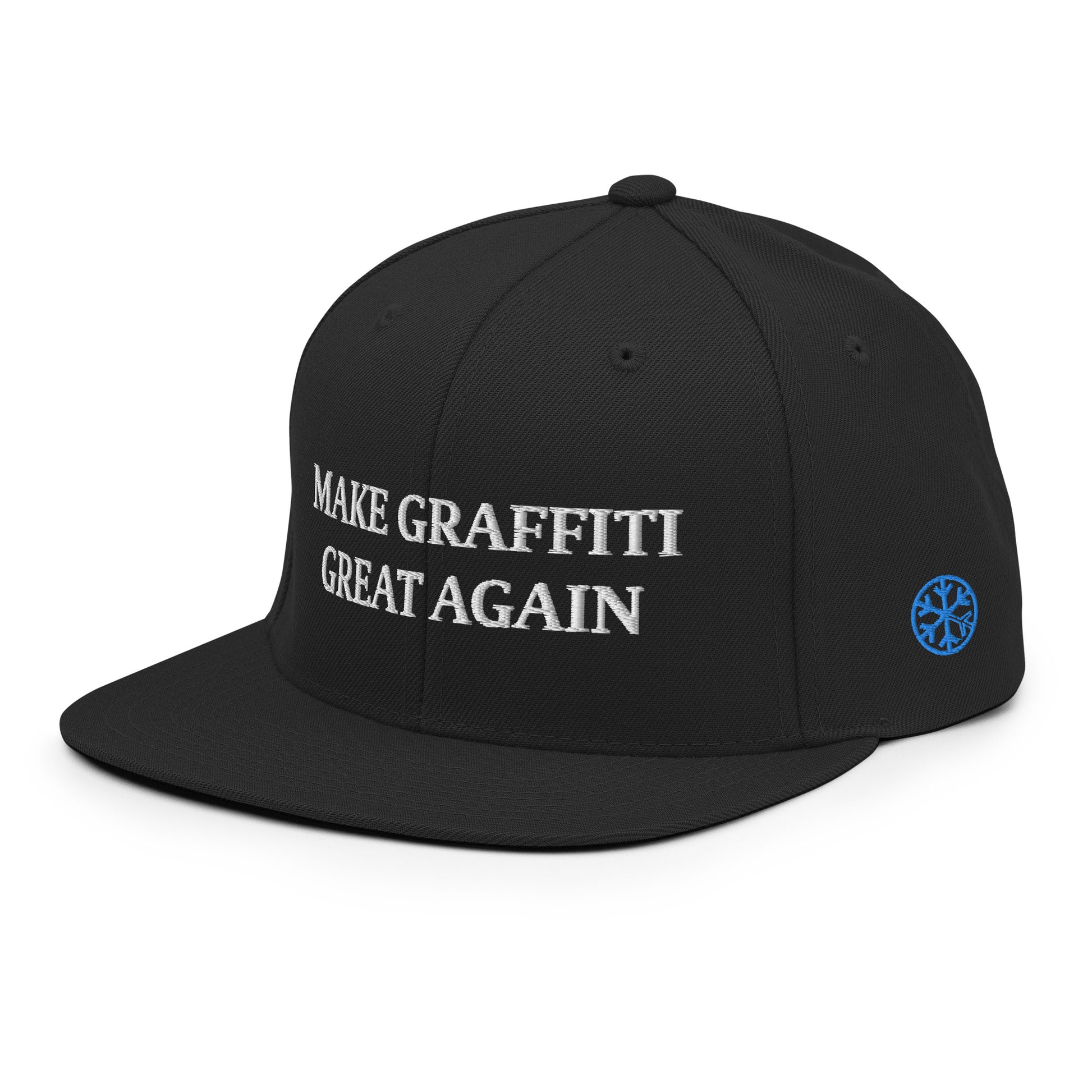 3/4 of make graffiti great again snapback black by b.different clothing graffiti and street art inspired streetwear brand for weirdos, misfits, and outcasts.