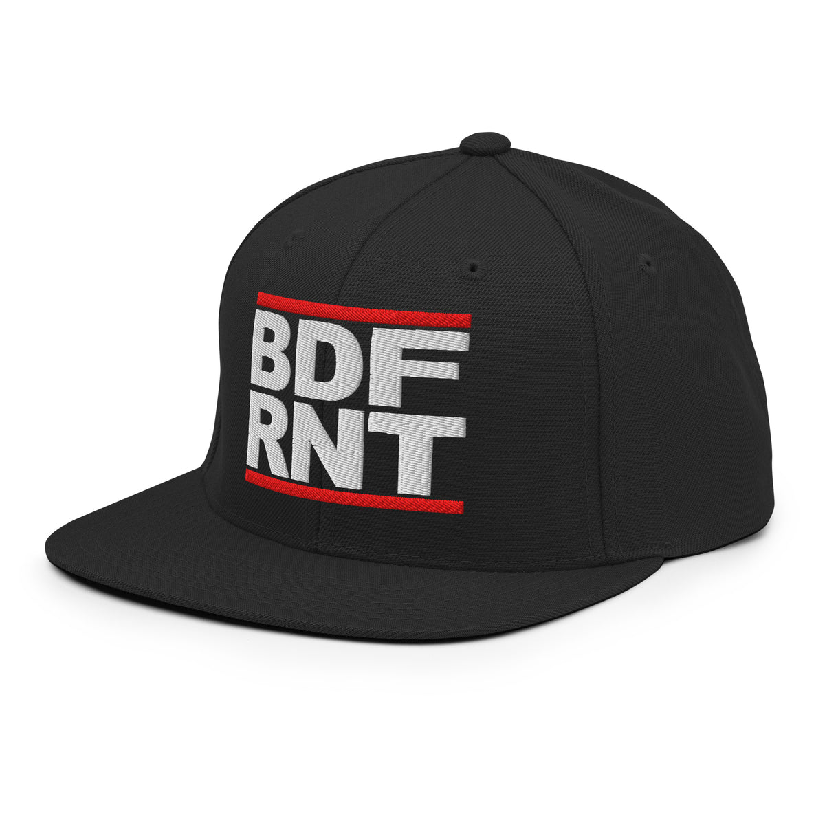 Black-BDFRNT OG Snapback Hat from B.Different Clothing, left front, graffiti-inspired streetwear