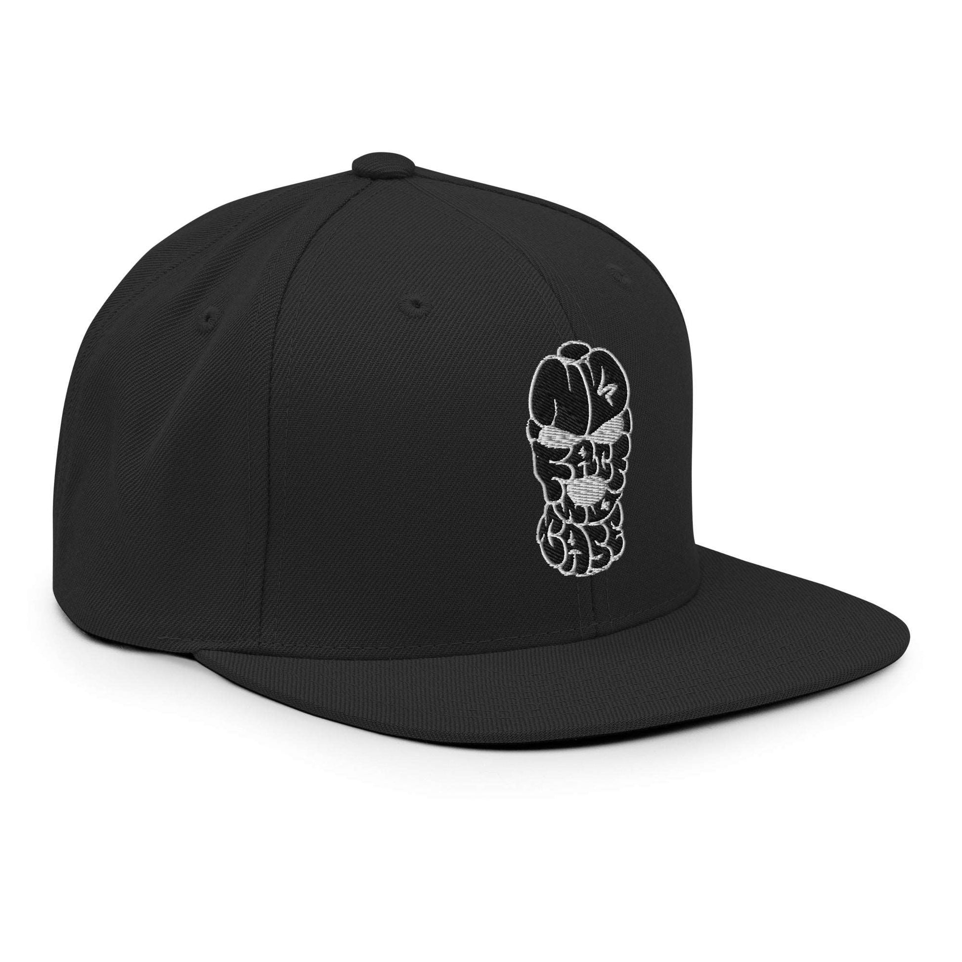 3/4 right side of no face no case throwie snapback by b.different clothing graffiti street art inspired independent streetwear for weirdos, outsiders, and misfits.