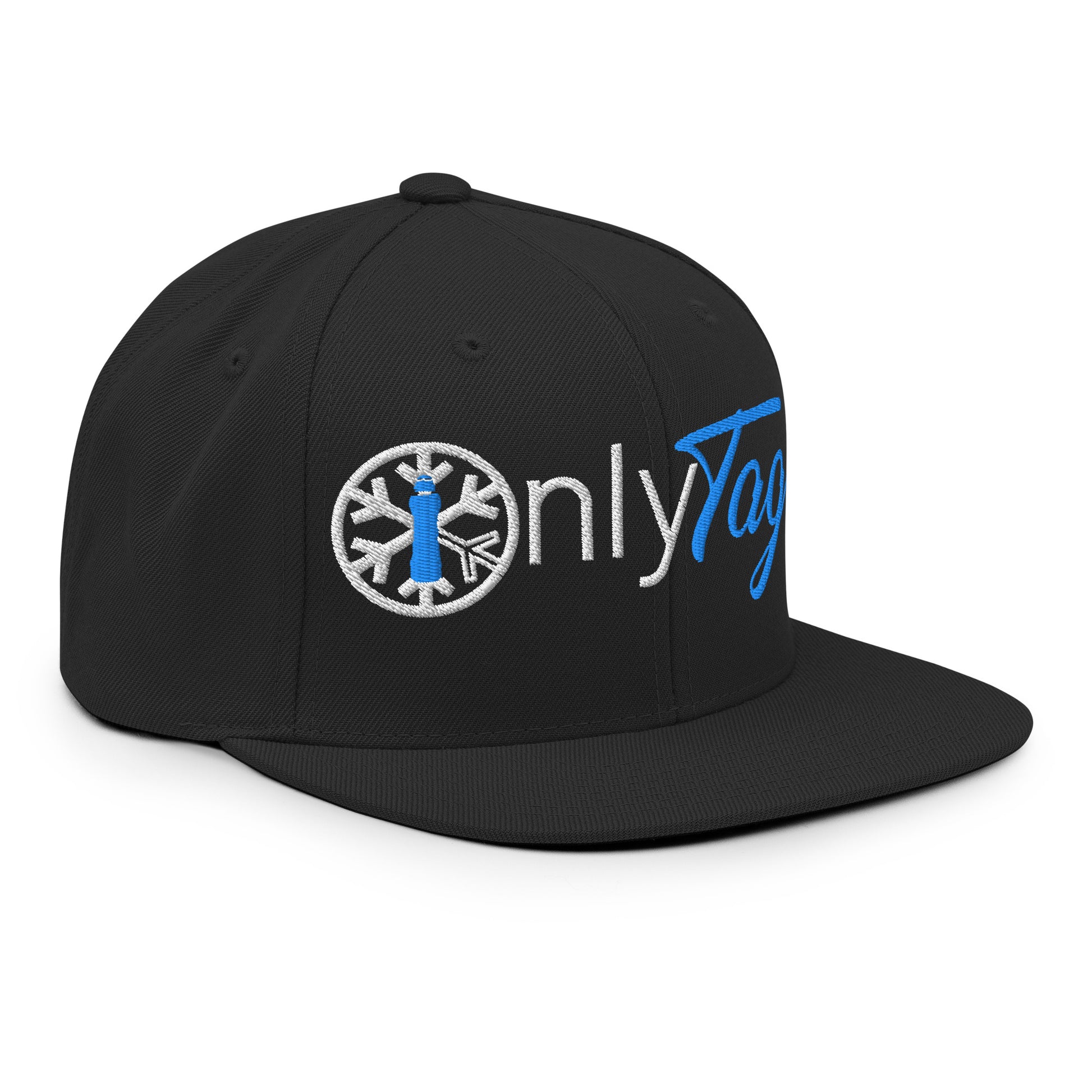 Black-Only Tags Graffiti Snapback Hat from B.Different Clothing, 3/4 right view, graffiti-inspired streetwear