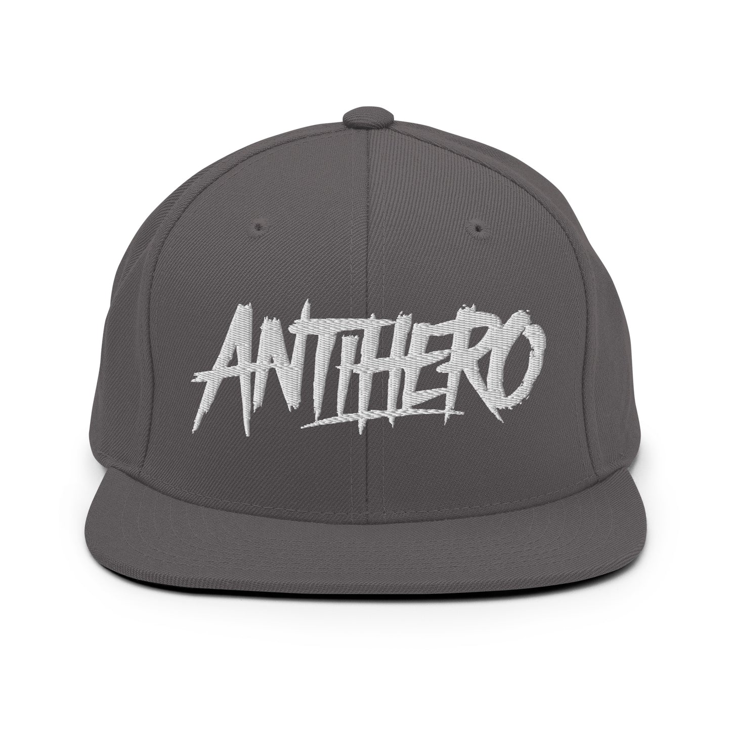 Darkgray-Antihero Graffiti Tag Snapback Hat from B.Different Clothing, front view, graffiti-inspired streetwear