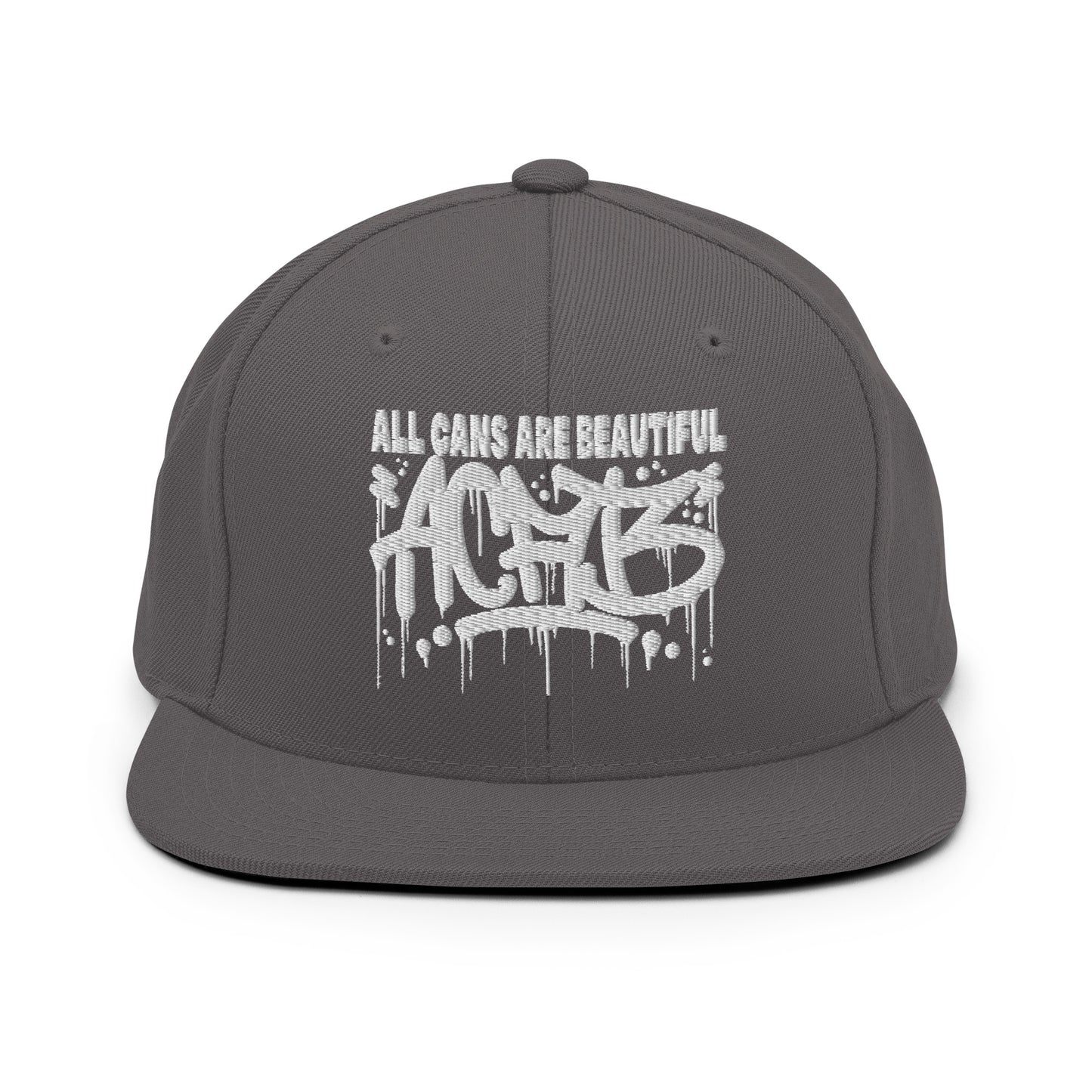 Darkgray-ACAB Graffiti Tag Snapback Hat from B.Different Clothing, front view, graffiti-inspired streetwear