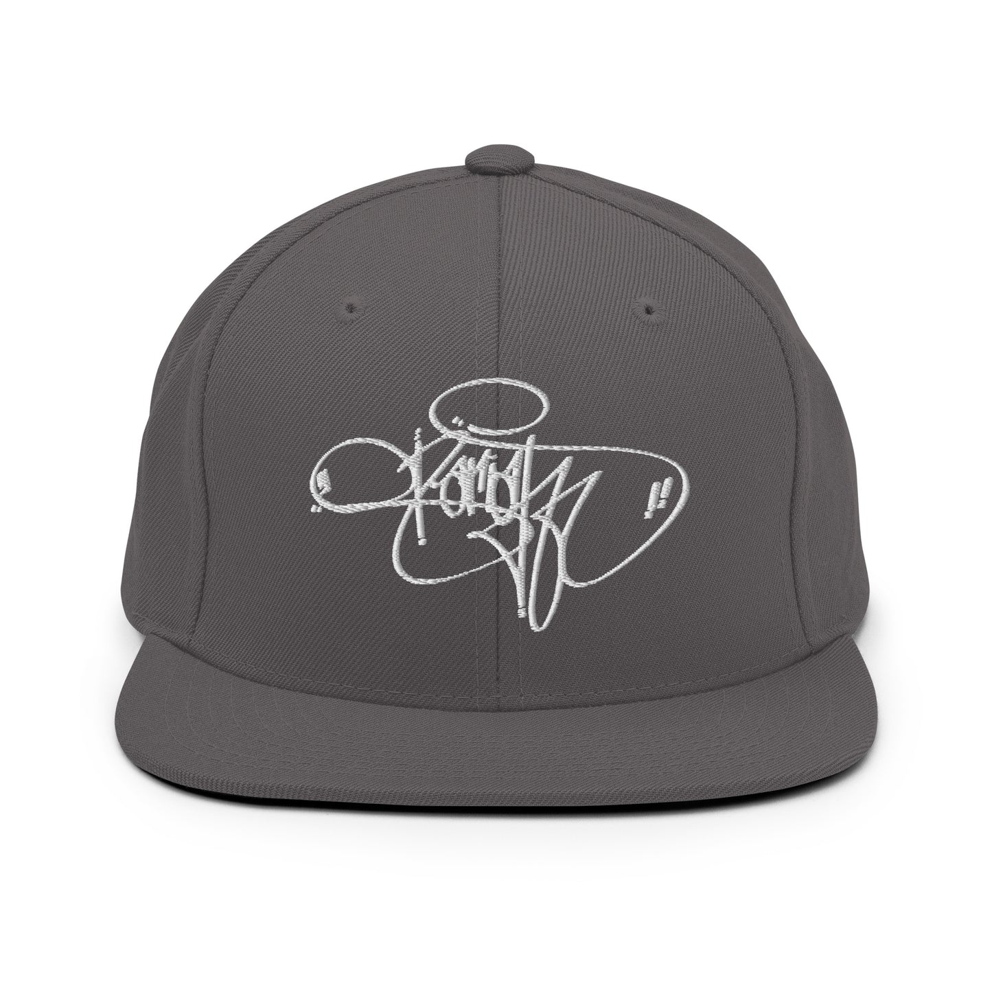 Gray-Pariah Tag Snapback Hat by Graffiti Dad from B.Different Clothing, front view, graffiti-inspired streetwear