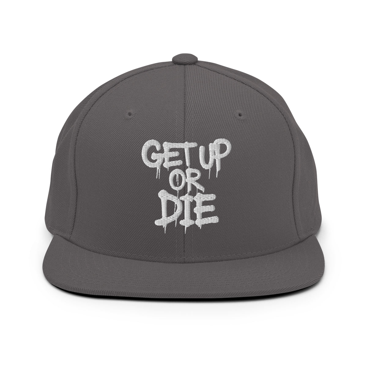 Darkgray-Get Up or Die Graffiti Tag Snapback from B.Different Clothing, front view, graffiti-inspired streetwear