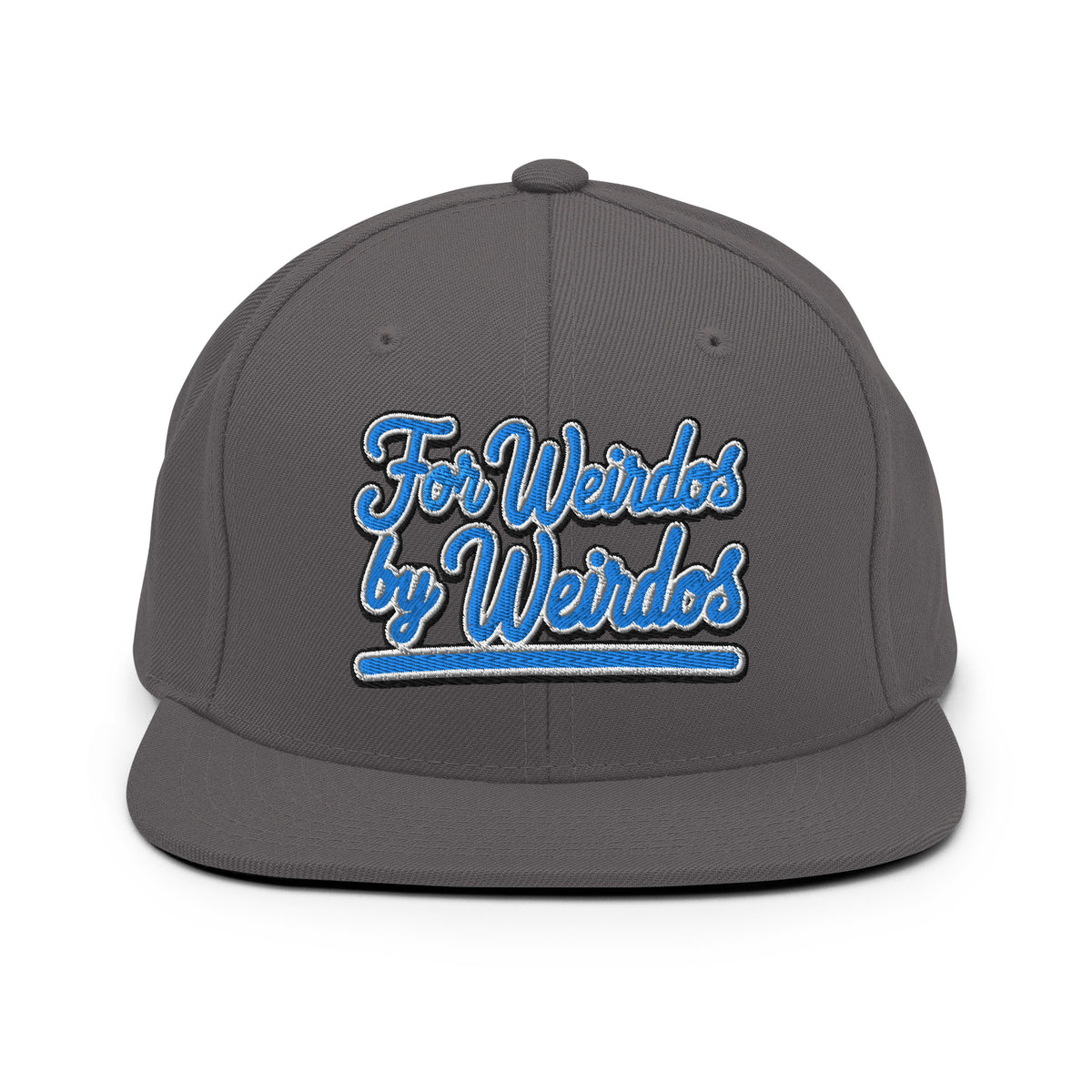 Darkgray-For Weirdos by Weirdos Snapback Hat from B.Different Clothing, front view, graffiti-inspired streetwear