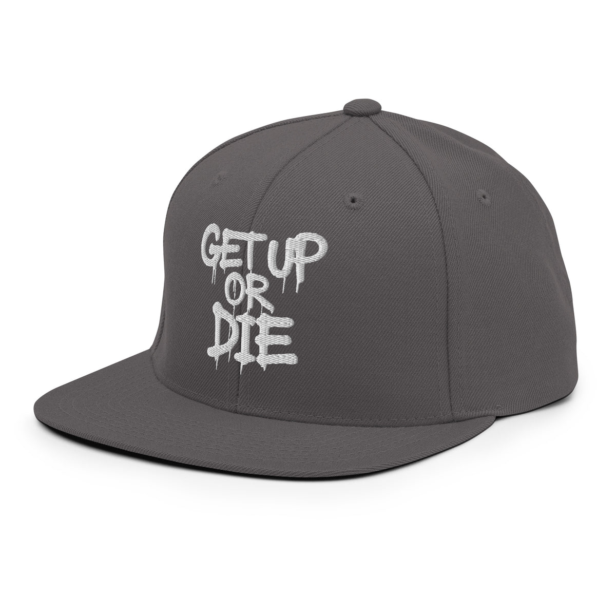 Darkgray-Get Up or Die Graffiti Tag Snapback from B.Different Clothing, left front, graffiti-inspired streetwear