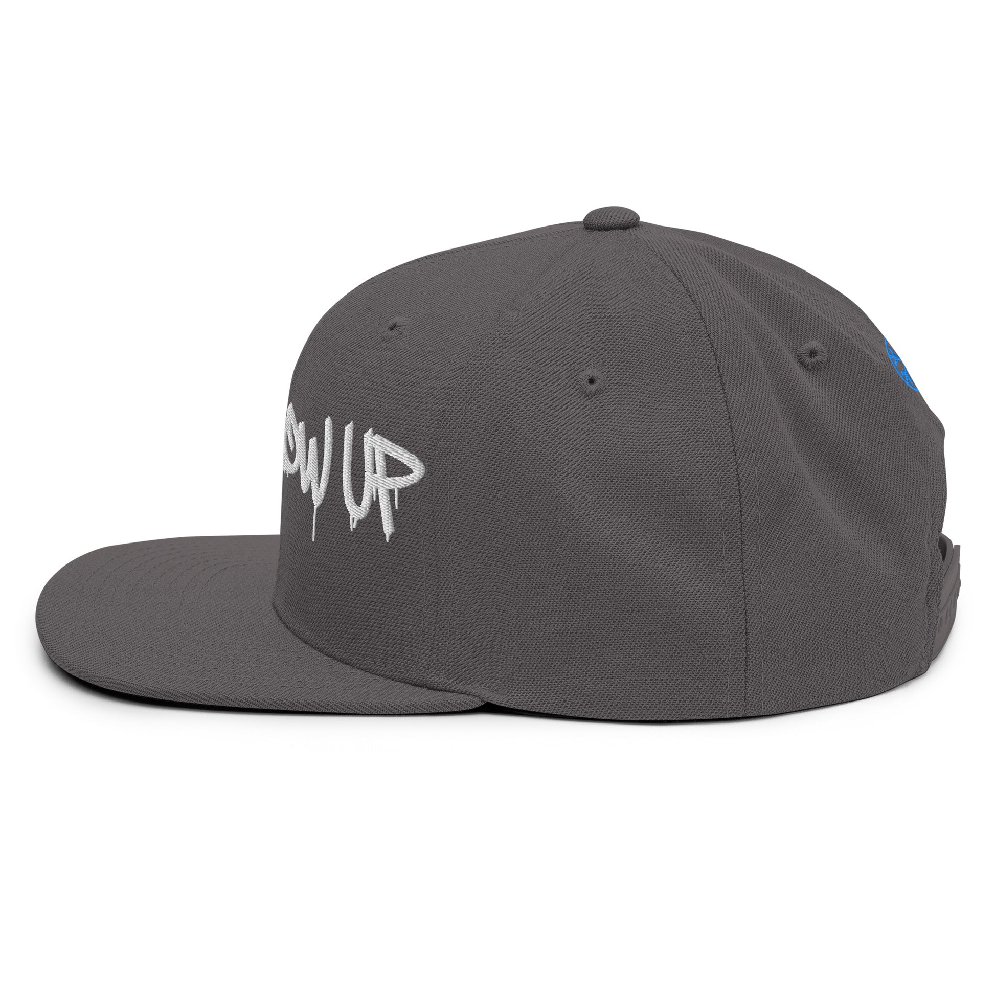 Darkgray-Never Grow Up Graffiti Snapback Hat from B.Different Clothing, left side, graffiti-inspired streetwear