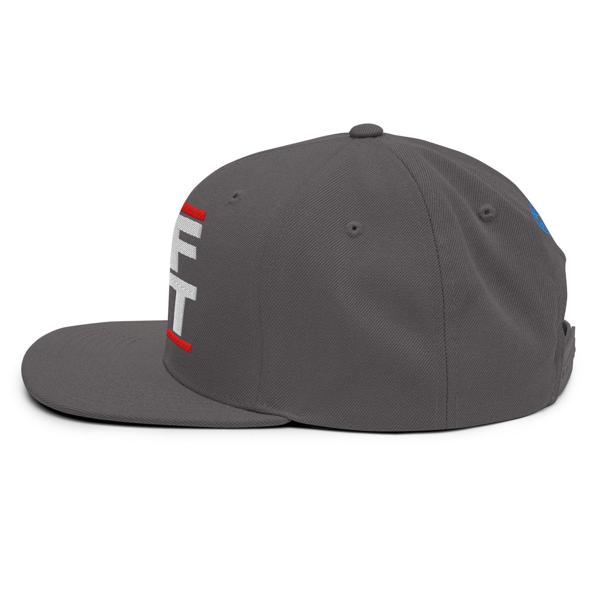 Darkgray-BDFRNT OG Snapback Hat from B.Different Clothing, left side, graffiti-inspired streetwear