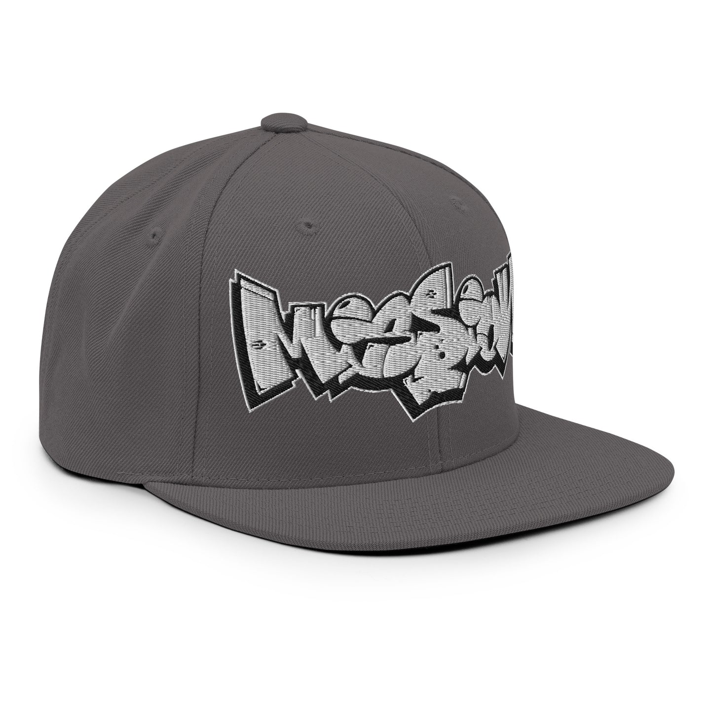 Darkgray-Mission Graffiti Piece Snapback Hat from B.Different Clothing, 3/4 right view, graffiti-inspired streetwear