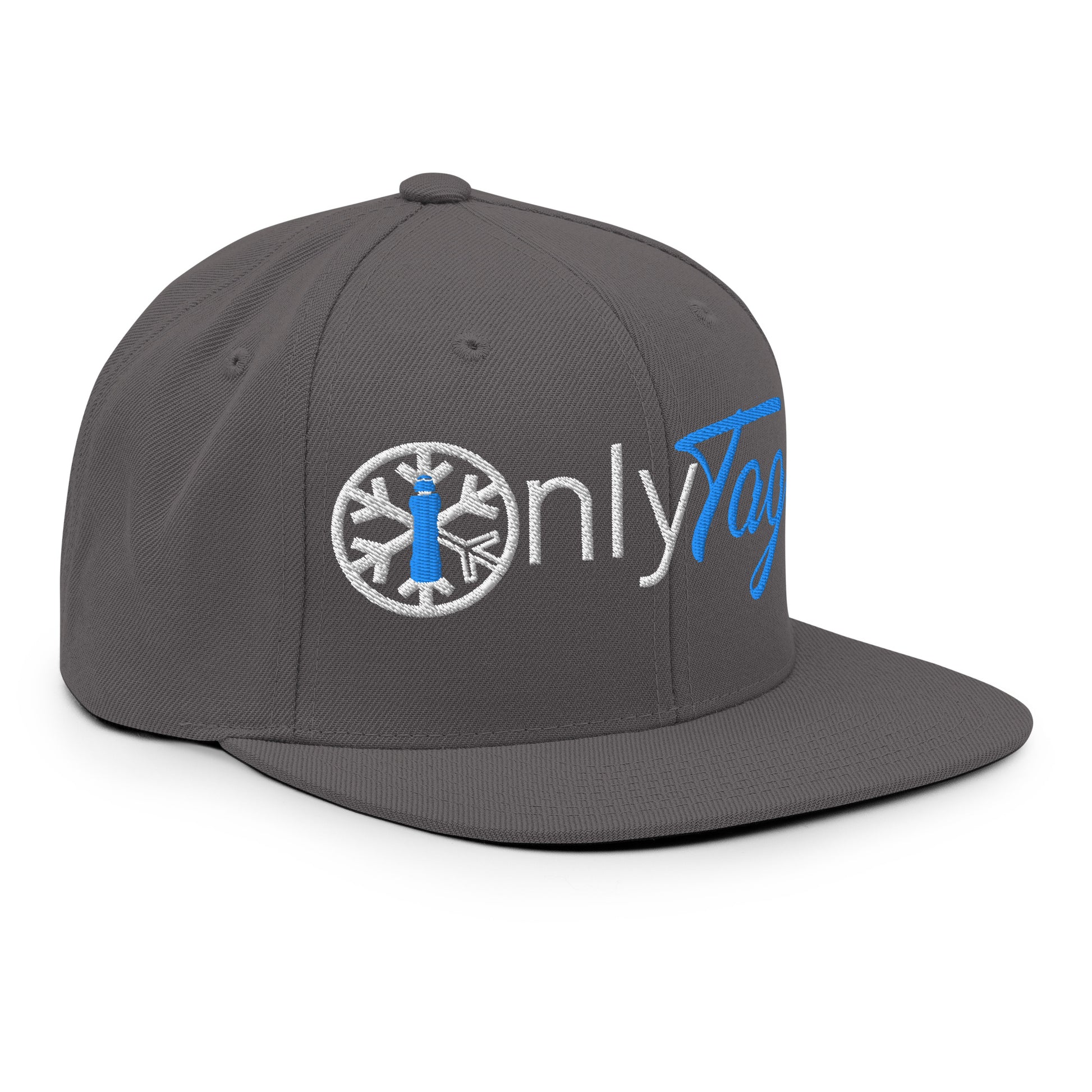 Gray-Only Tags Graffiti Snapback Hat from B.Different Clothing, 3/4 right view, graffiti-inspired streetwear