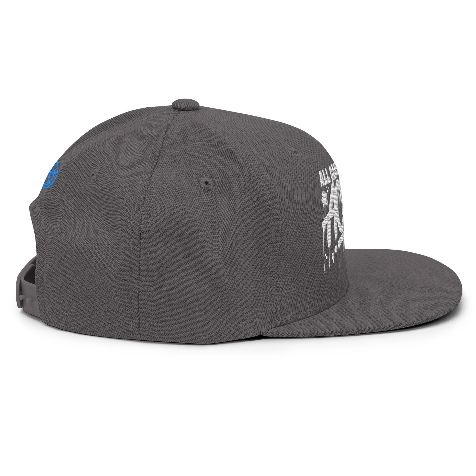 Darkgray-ACAB Graffiti Tag Snapback Hat from B.Different Clothing, right view, graffiti-inspired streetwear
