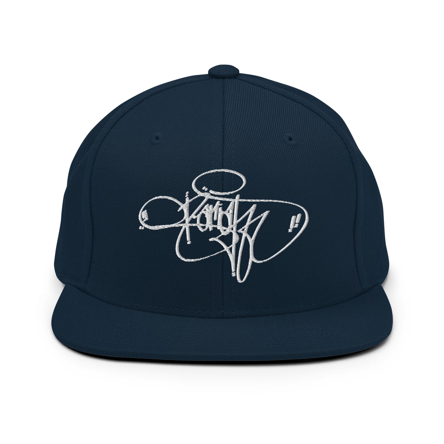 Navy-Pariah Tag Snapback Hat by Graffiti Dad from B.Different Clothing, front view, graffiti-inspired streetwear