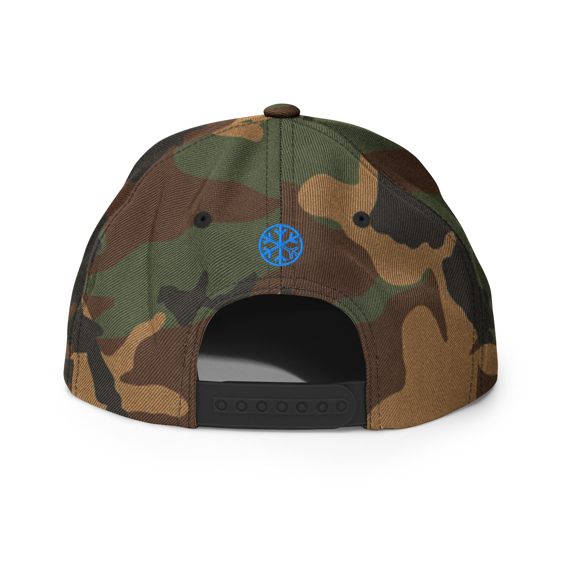 Camo-ACAB Graffiti Tag Snapback Hat from B.Different Clothing, back view, graffiti-inspired streetwear