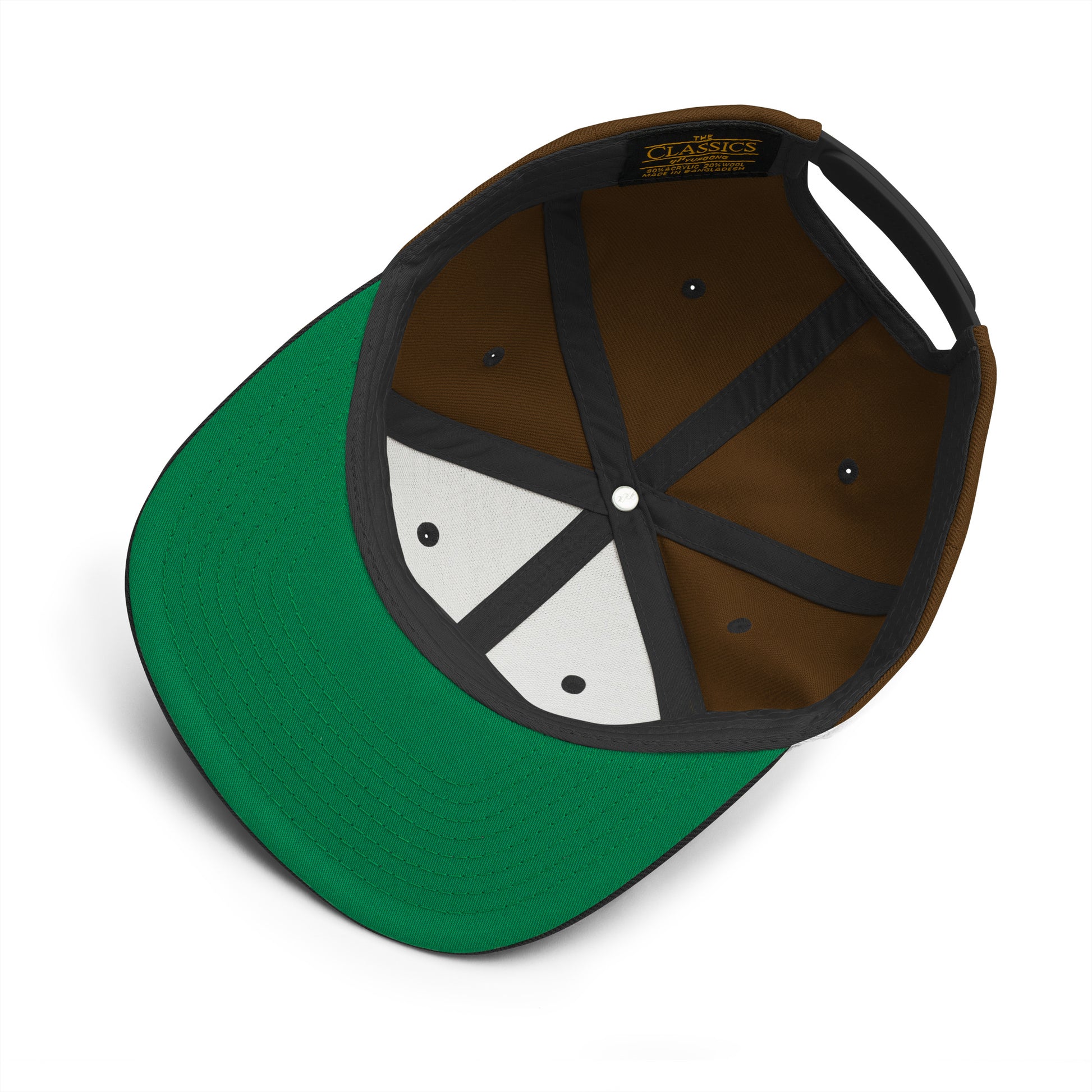 Camo-Outsider Graffiti Tag Snapback Hat from B.Different Clothing, inside view, graffiti-inspired streetwear