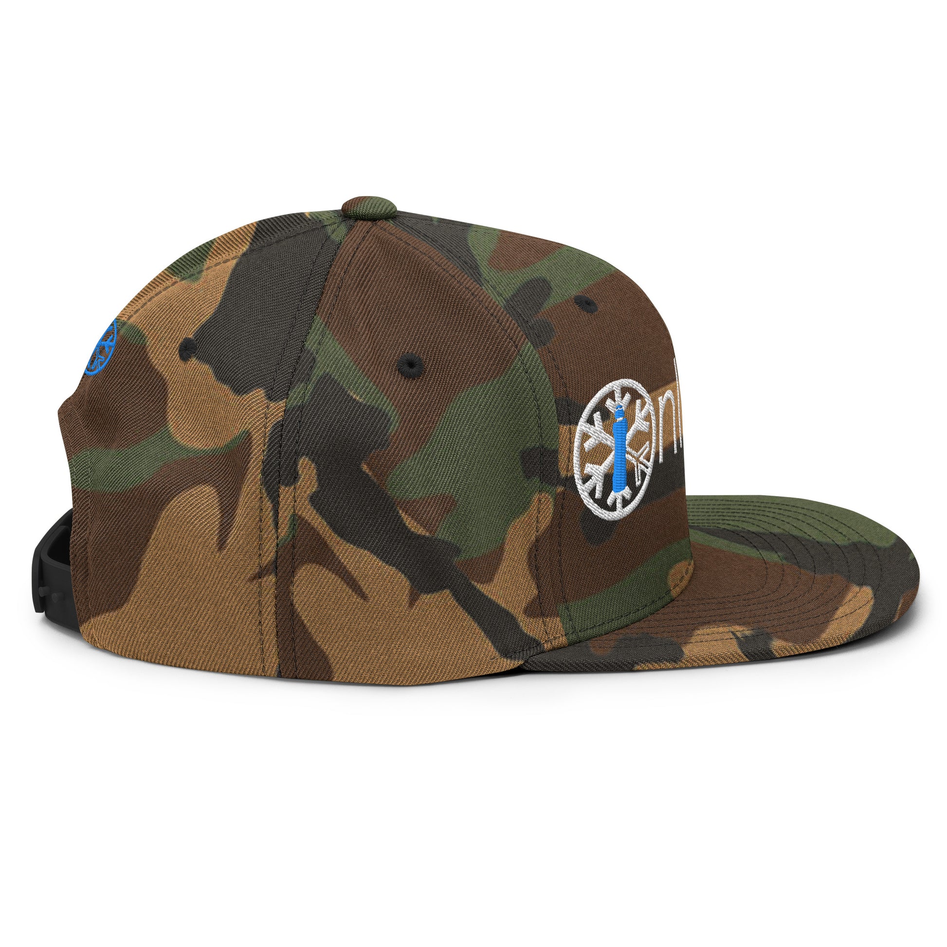 Camo-Only Tags Graffiti Snapback Hat from B.Different Clothing, right view, graffiti-inspired streetwear