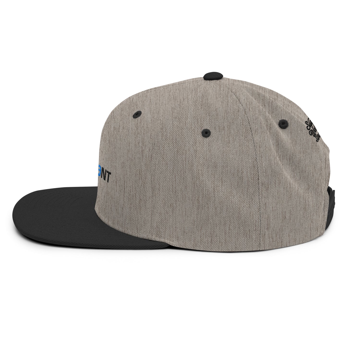 Gray-Logo Snapback Hat from B.Different Clothing, left view, graffiti-inspired streetwear