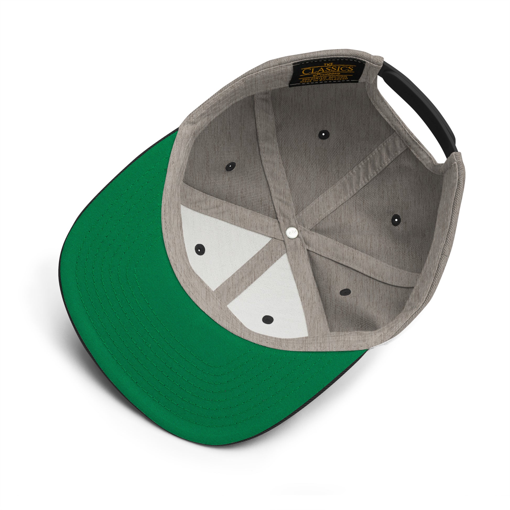 Gray-Logo Snapback Hat from B.Different Clothing, inside view, graffiti-inspired streetwear