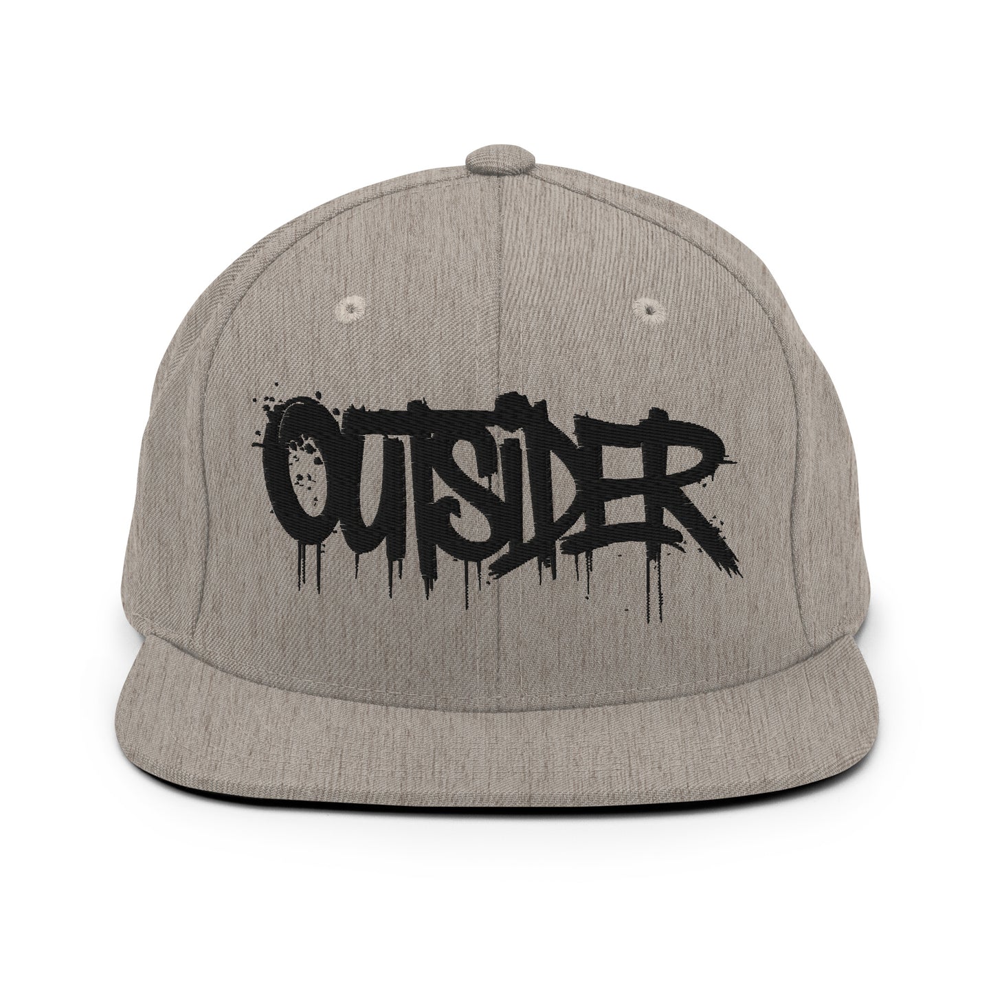 Gray-Outsider Graffiti Tag Snapback Hat from B.Different Clothing, front view, graffiti-inspired streetwear