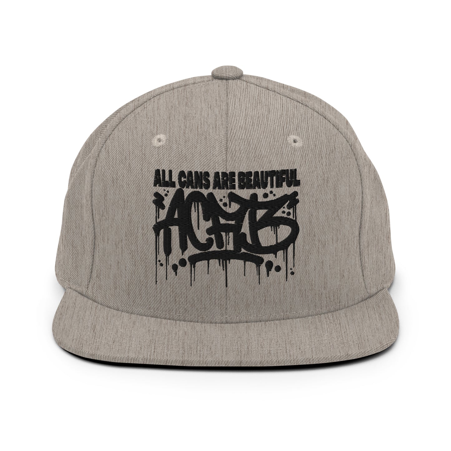 Gray-ACAB Graffiti Tag Snapback Hat from B.Different Clothing, front view, graffiti-inspired streetwear