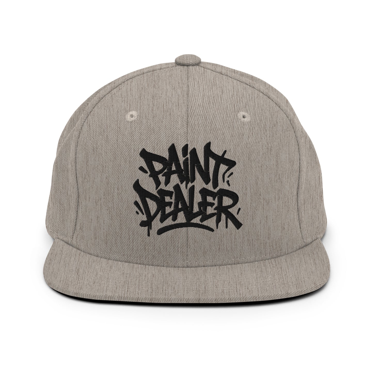 Gray-Paint Dealer Graffiti Tag Snapback Hat from B.Different Clothing, front view, graffiti-inspired streetwear