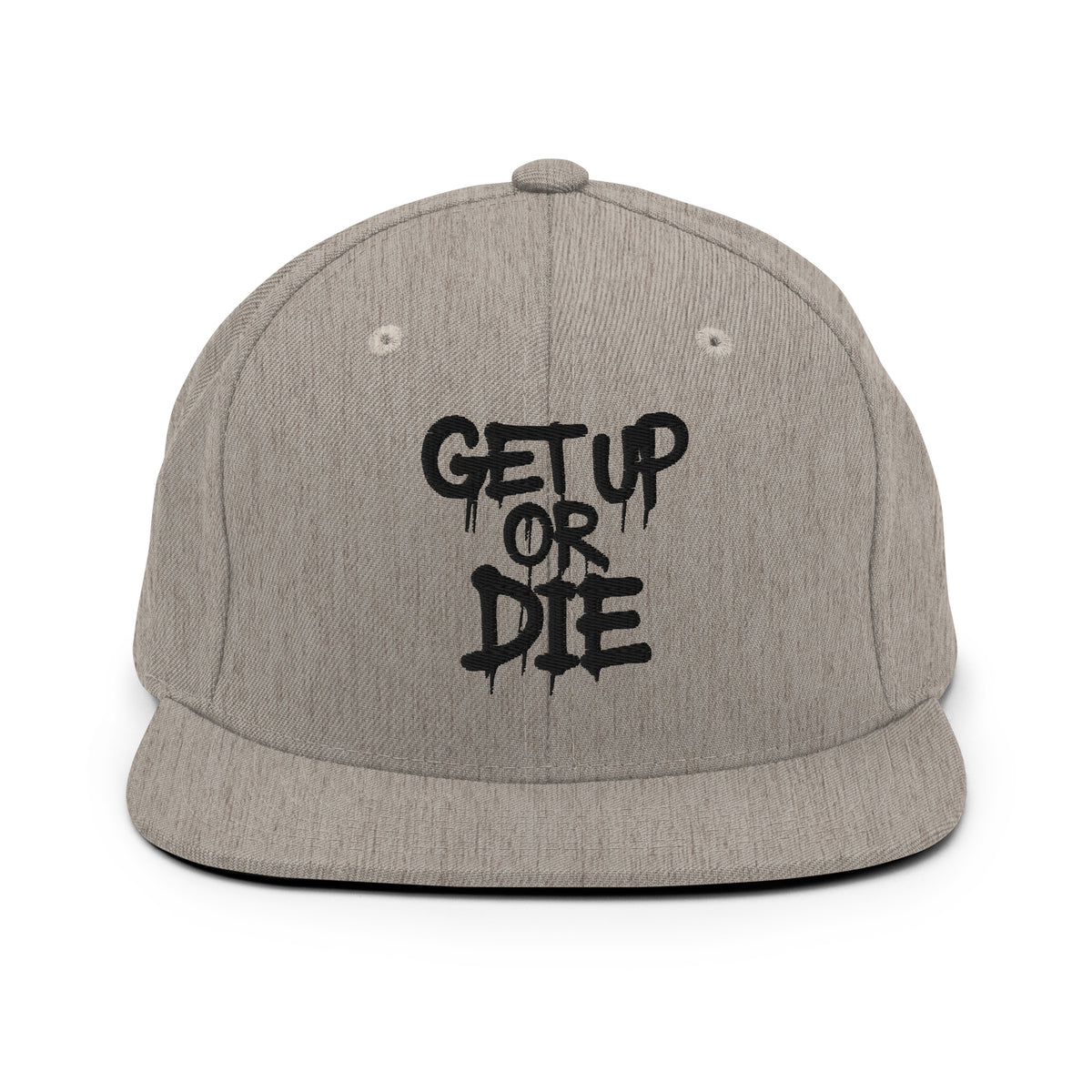 Gray-Get Up or Die Graffiti Tag Snapback from B.Different Clothing, front view, graffiti-inspired streetwear