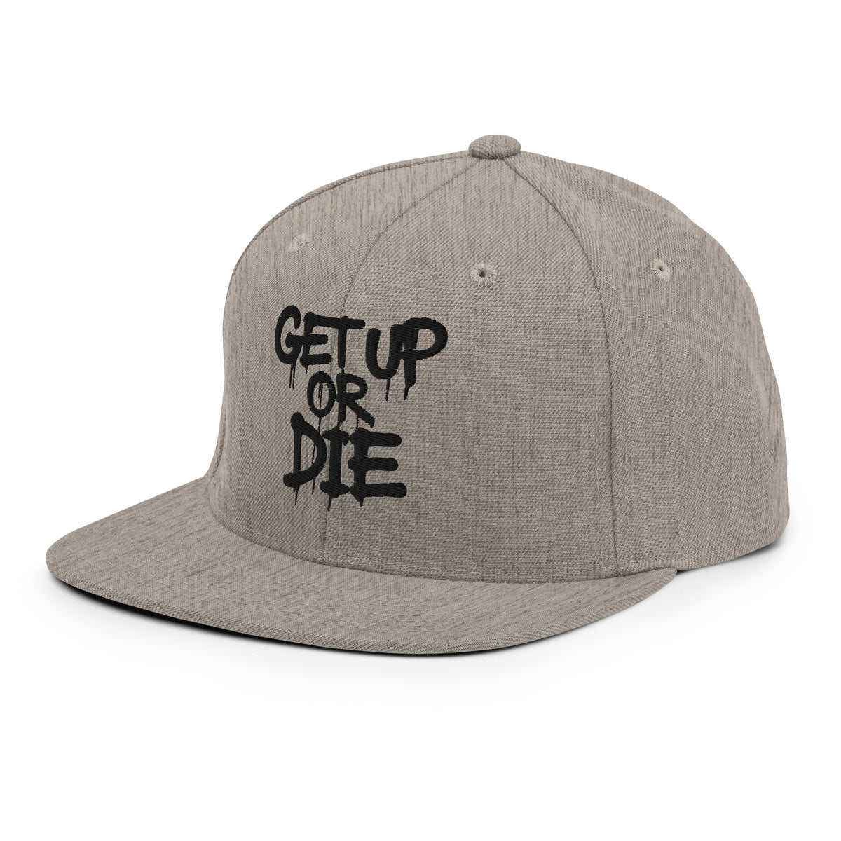 Gray-Get Up or Die Graffiti Tag Snapback from B.Different Clothing, left front, graffiti-inspired streetwear