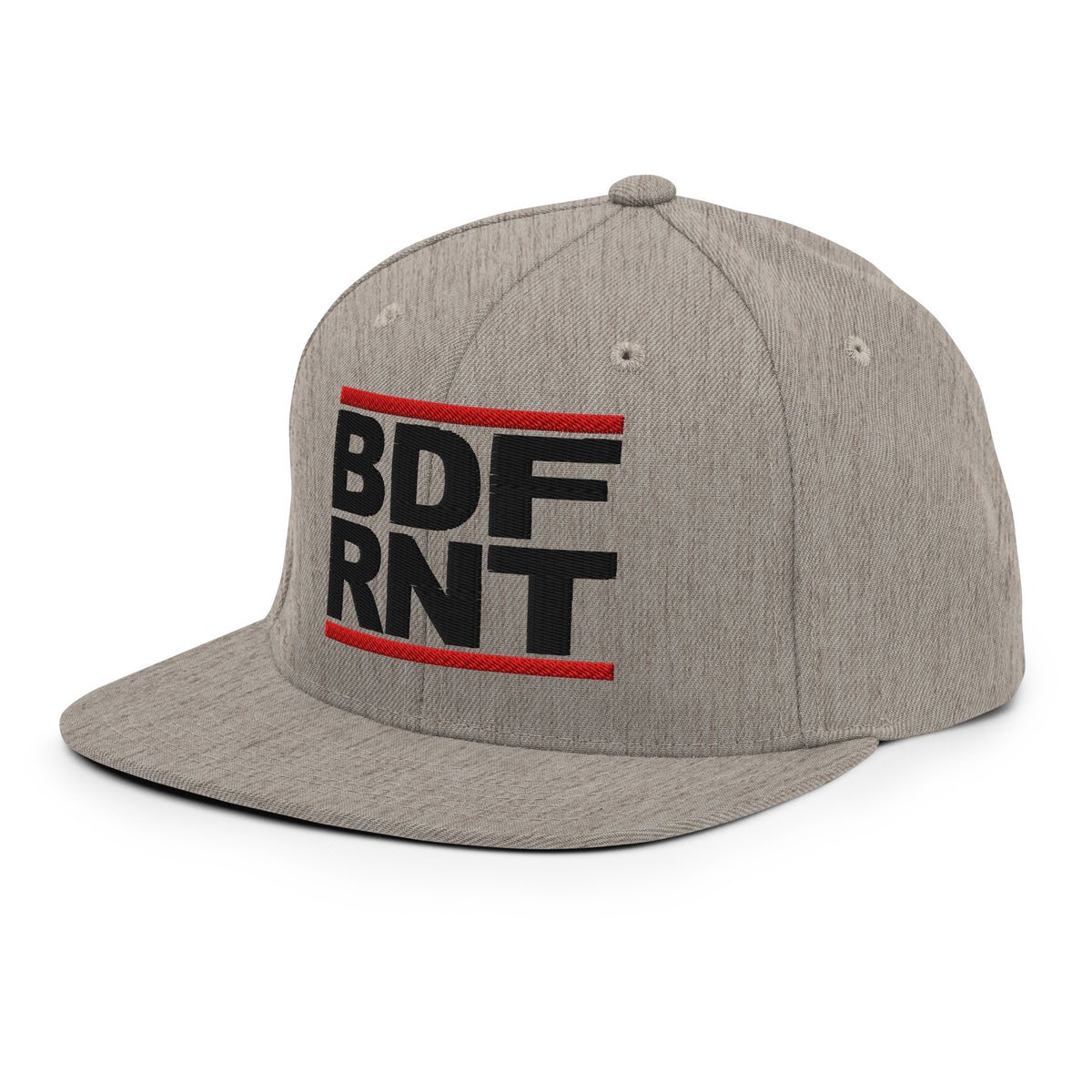 Gray-BDFRNT OG Snapback Hat from B.Different Clothing, left front, graffiti-inspired streetwear