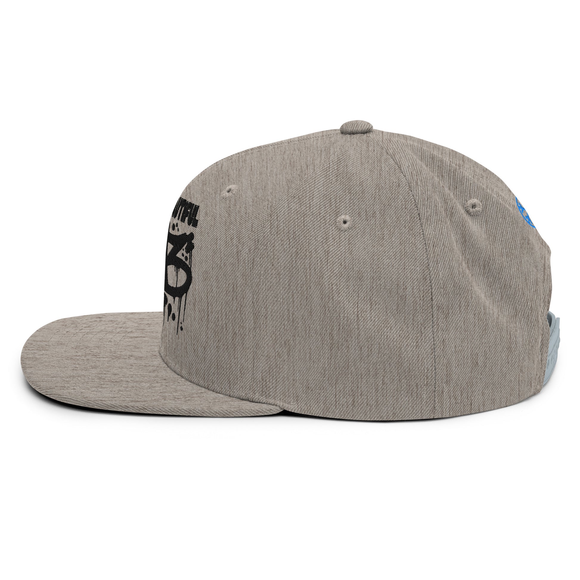 Gray-ACAB Graffiti Tag Snapback Hat from B.Different Clothing, left view, graffiti-inspired streetwear