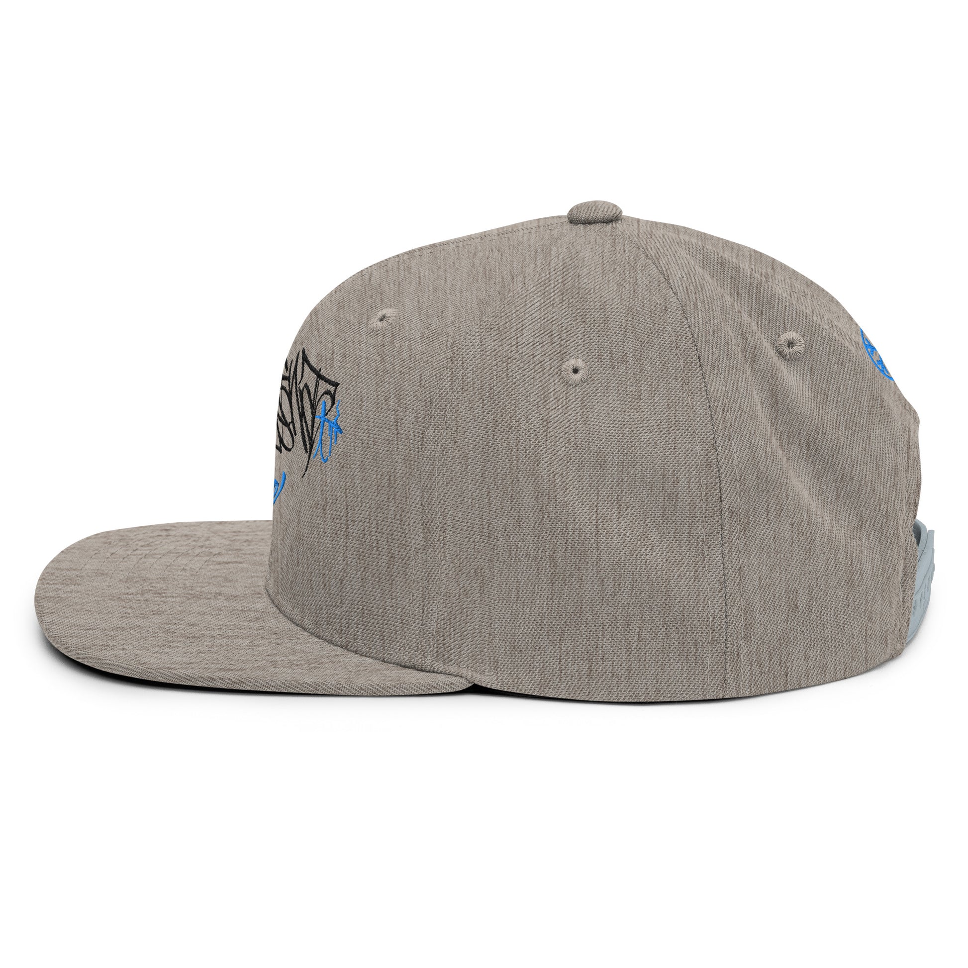 Gray-Caos One Collab Graffiti Snapback Hat from B.Different Clothing, left view, graffiti-inspired streetwear