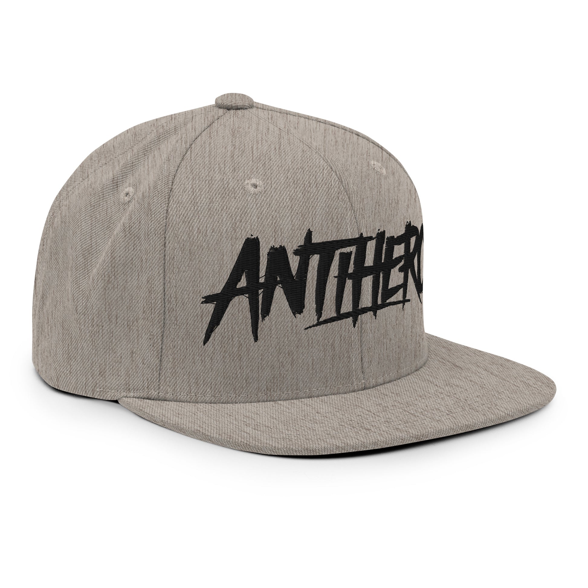 Gray-Antihero Graffiti Tag Snapback Hat from B.Different Clothing, 3/4 right view, graffiti-inspired streetwear
